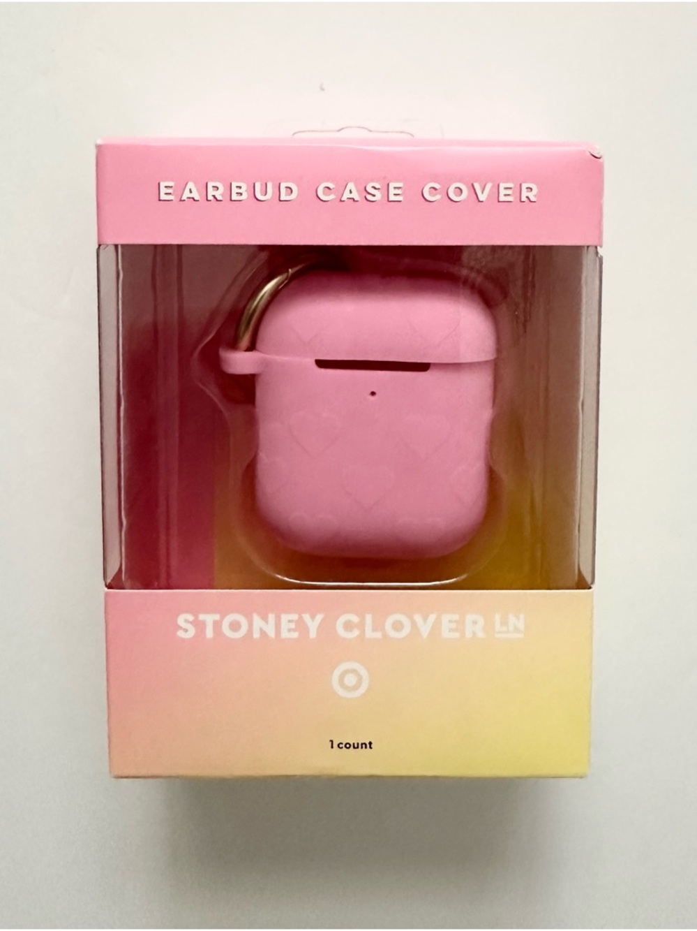 Stoney Clover Lane x Target Pink Earbud Case Cover with Heart Pattern NIB